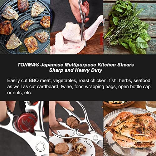 TONMA Kitchen Shears, Made in Japan, Heavy-Duty Stainless Steel, TK-3