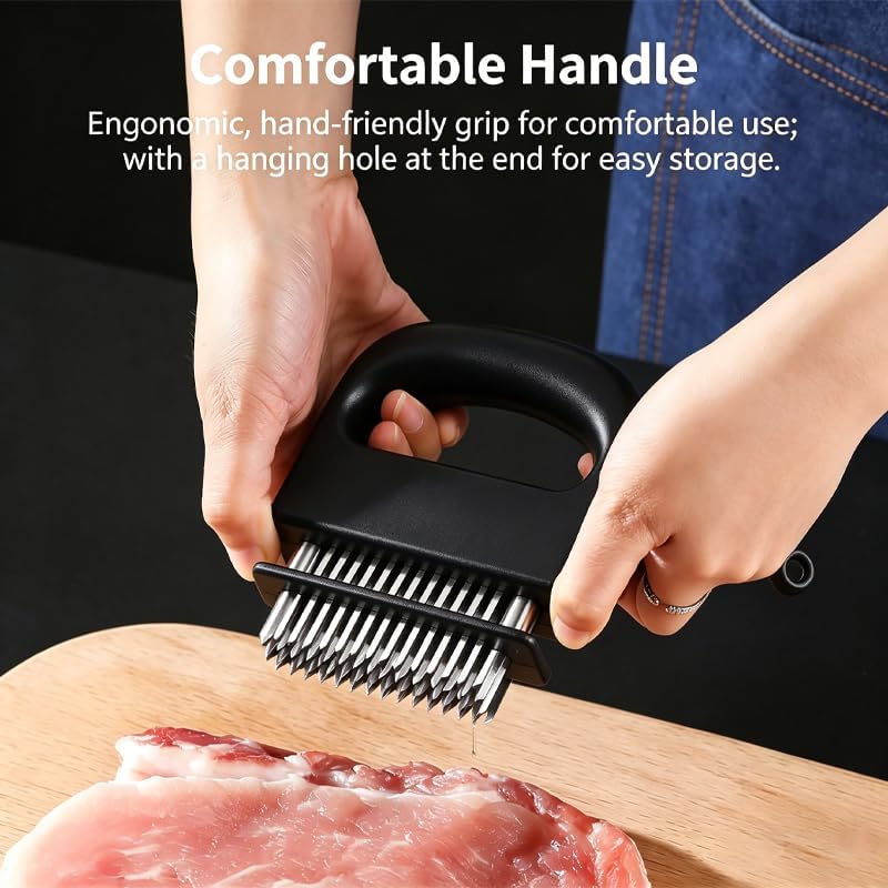 Meat Tenderizer 48 Blade Stainless Steel Needle Meat Tenderizer Tool, Steak Tenderizer for Beef Chicken Pork, Manual Meat Tenderizing Tool for Kitchen BBQ Cooking (2)
