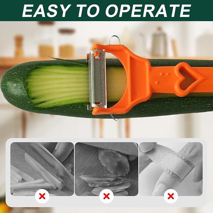 Multifunctional Kitchenware Set,Multifunctional Peeler,A Slicer and a Vegetable Peeler,2025 New Upgrade 2 in 1 Cutter and Julienne Set,Julienne Peeler Vegetable Peeler (Orange)
