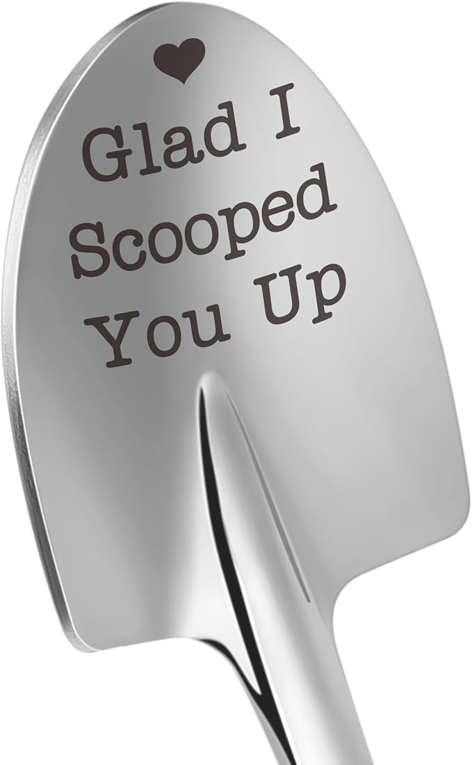 Funny Ice Cream Spoons Engraved Glad I Scooped You Up Couples Gifts for Wedding Anniversary, Cute Mothers Day Birthday Gifts for Ice Cream Lover Wife Husband Boyfriend Girlfriend Graduation