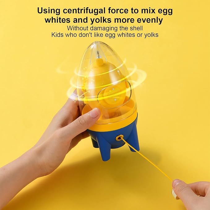 Egg Scrambler Shaker, Yolk Mixer, Portable Golden Egg Maker, Manual Egg Shaker, Egg Spinner Scrambler, Egg White and Yolk Spinning Mixer with Pull Rope to Make Hard Boiled Golden Eggs