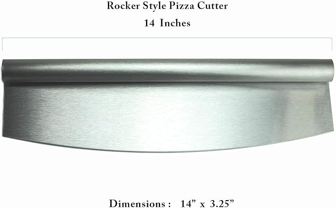 HUJI 14-Inch Stainless Steel Rocker Pizza Cutter 3 Pack, Large Pizza Slicer with Rolled Handle, Full-Width Rocking Blade for Clean Cuts, Dishwasher Safe Home Kitchen