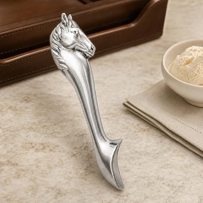 Arthur Court Horse Ice Cream Scoop - Premium Aluminum Equestrian Serveware - 10 Inch Long for Ice Cream and Desserts