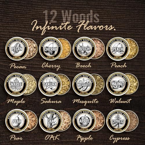 Cocktail Smoker Kit for Whiskey & Drinks with Torch, 22PC Wood Smoker Gift Set for Men - 12 Wood Chip Flavors, Ice Mold, Stone Cubes, Home Bar Accessories for BBQ, Cigars & Party (No Butane)