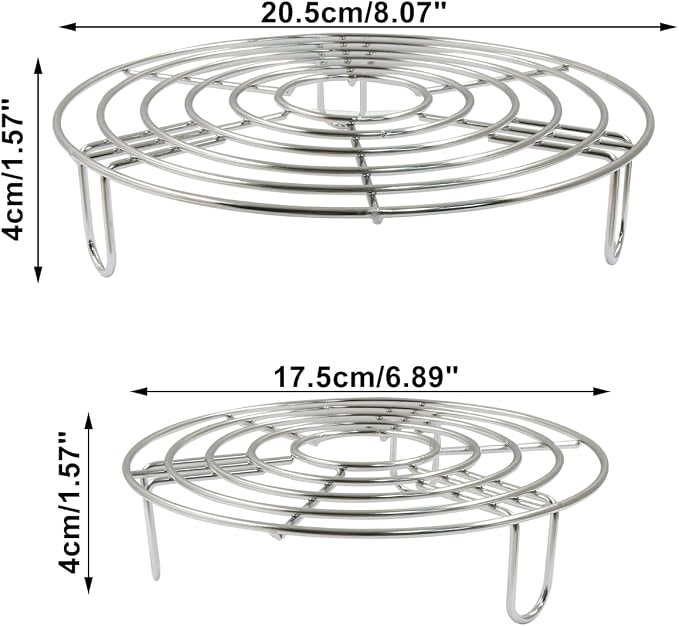 2PCS Round Cooling Racks Stainless Steel | Steamer Rack, Roasting Rack, Fits Air Fryer Stockpot Pressure Cooker, 8" and 6.89" sizes