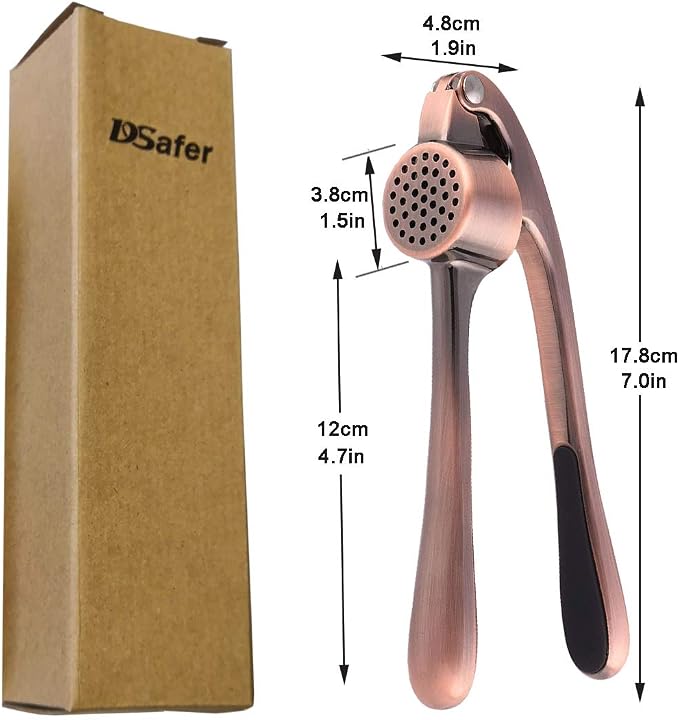 Garlic Press, Professional Garlic Crusher and Mincer with Antique Copper Color, Best Heavy Duty Premium Garlic Squeezer Tool in Kitchen from DSafer, Easy To Clean And Highly Durable