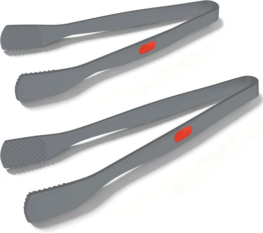 Beijiyi Kitchen Tongs for Cooking, 9" & 12" Set, Silicone Cooking Tongs with Silicone Tip for Nonstick Cookware, 600°F Heat Resistant, Stainless Steel Core, Great for Grilling and Serving Food (Gray)