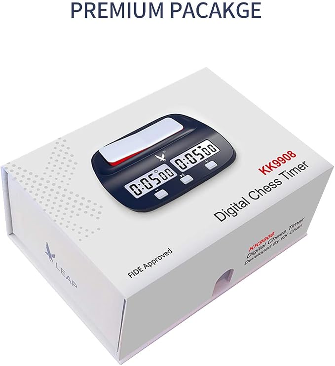 LEAP Chess Clock Fide Approved Digital Chess Timer Professional for Board Games Timer no Alarm Function (Official Store) Blue
