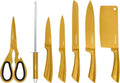 Luxury 7-Piece Gold Kitchen Knife Set with Rod Sharpener – Titanium-Coated Stainless Steel Knives Set for Kitchen, Super Sharp Cutlery Tools, Premium Cookware Gift for Home Chefs