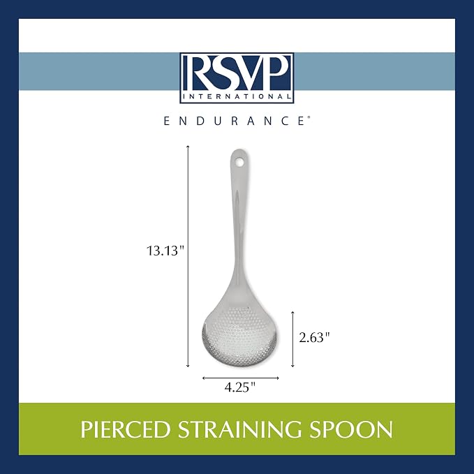 RSVP International Endurance Kitchen Collection Pierced Straining Tools, Spoon, 18/8 Stainless Steel
