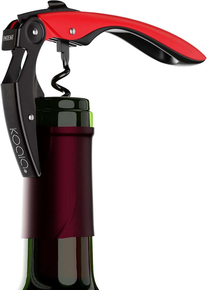 Koala Spain High Tech Two Stroke Corkscrew, Patented Automatic Tab, Red