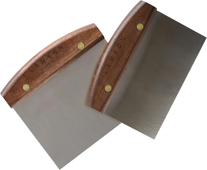 Lamson Kitchen Utensils - 4" x 6" Bench Scraper, High-Carbon Stainless Steel Dough Scraper, Ergonomic Riveted Walnut Handle, Handcrafted, Full-Tang Design, Built to Last