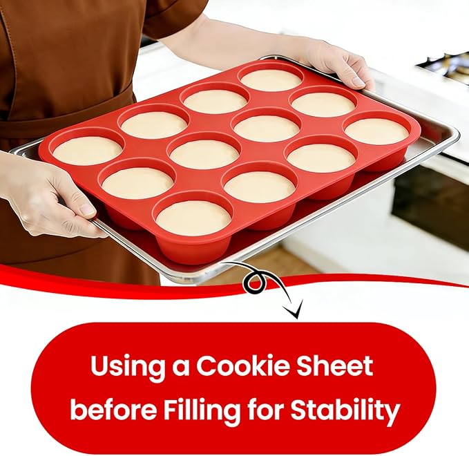CAKETIME Silicone Muffin Pan 3 Pack Regular 12 Cup Muffin Tin for Baking Banana Muffins Cupcakes Egg Muffins