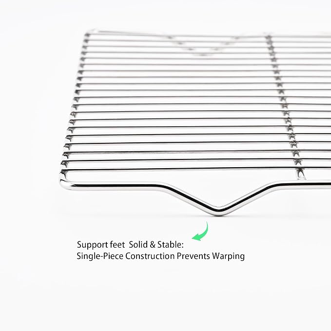 2-Pack Cooling Racks for Baking, 10x15 Inch, Heavy Duty Stainless Steel Wire Cookie Rack Fits Half Sheet Pan, Oven Safe Cooling Rack Set, Dishwasher Safe & Non-Toxic