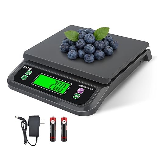 66lbs/30kg Large Digital Kitchen Scale with 6 Unit & Tare Funtion | Food Scale for Baking Cooking Bread Meat Scales with Prep Counting LCD Display with Adapter Grey