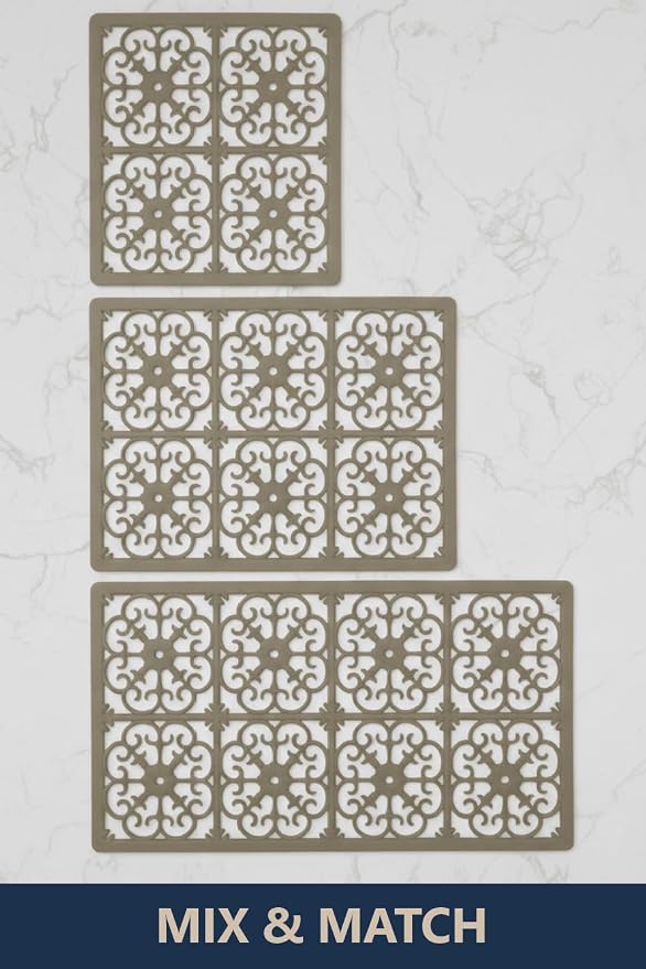 GASARÉ, Extra Large, Thick, Silicone Trivet for Hot Dishes, Pots, and Pans, Heat Resistant Mat for Countertop, Hot Pad for Kitchen, Easy to Clean, 12 x 11 x 3/8 Inches, Taupe