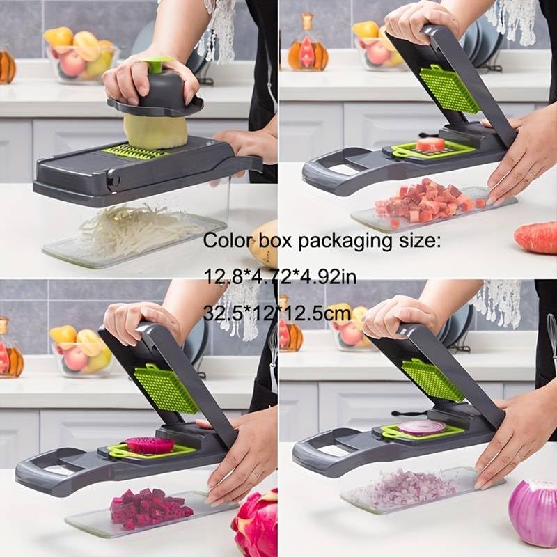 Vegetable Chopper,Food Chopper,Pro 12 in1 Multifunctional Onion Chopper,Veggie Chopper,Vegetable Chopper With Container,Vegetable Slicer Dicer Cutter,Mandoline Slicer,Salad,Garlic Chopper