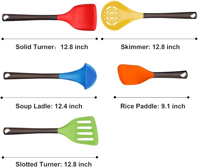 Liflicon Silicone Spatula Set, 12 in, Dishwasher Safe