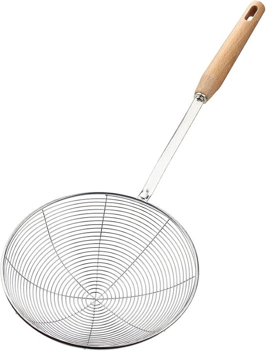 Spider Strainer & Slotted Spoon, 7.1 inch Skimmer, Stainless Steel Frying Spatula - Large Kitchen Cooking Tool