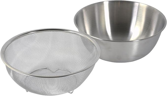 Pearl Metal Colander Bowl Set, 9.4 inches (24 cm), Stainless Steel, Mesh Colander, Graduated Bowl, Dishwasher Safe, Larashine HC-144