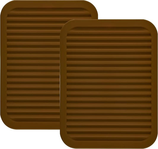 Brown Silicone Trivets Mats for Hot Dishes and Hot Pots, Hot Pads for Countertops, Tables, Pot Holders, Spoon Rest Small Drying Mats Set of 2