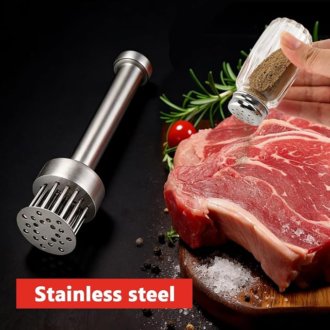 Stainless Steel Meat Tenderizer, 21-Needle Mallet for Chicken/Beef, Easy-Grip