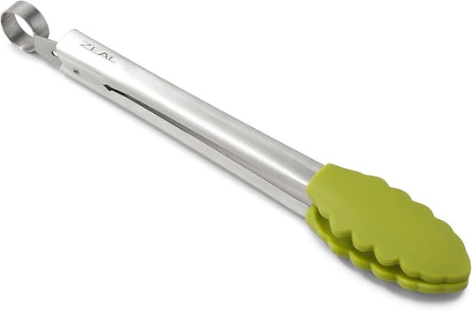 Zeal Silicone Non-Stick Kitchen Cooking Tongs with Stainless Steel Handle – Perfect for Cooking, Grilling, BBQ, Serving, and More 26cm - Heat-Resistant, BPA-Free, and Easy-to-Clean, Lime Green