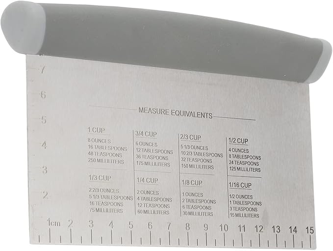 Stainless Steel Dough Scraper, Metal Griddle Chopper Grey Benchs Scraper Knife with Measuring Scale and Cover for Baking