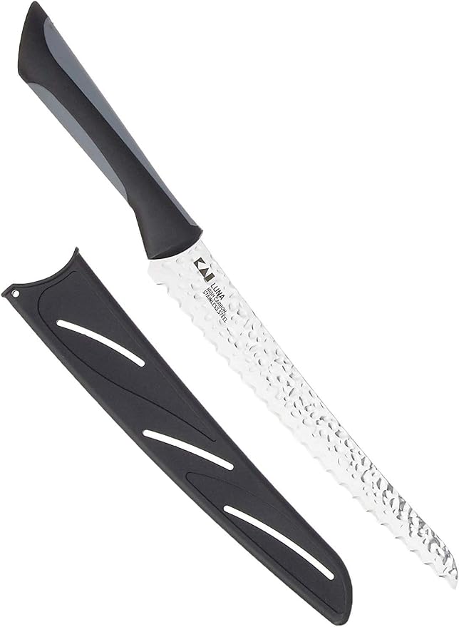 Kai PRO Luna Bread Knife 9”, Wide Serrations are Gentle on Bread, Comfortable Handle Offers Secure Grip in Wet Conditions Serrated Kitchen Knife