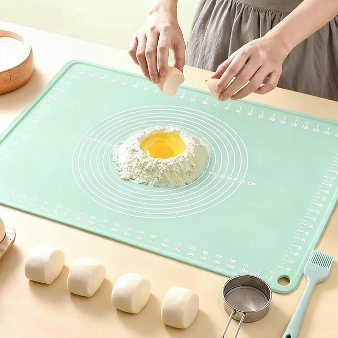 Silicone Pastry Mat 28" x 20" Non Stick Silicone Baking Mat Extra Thick Pastry Mat with Measurements Food Grade Pastry Mats for Rolling Dough,Bread,Pie,Cookies,Pizza and fondant,Food Grade Baking Mat