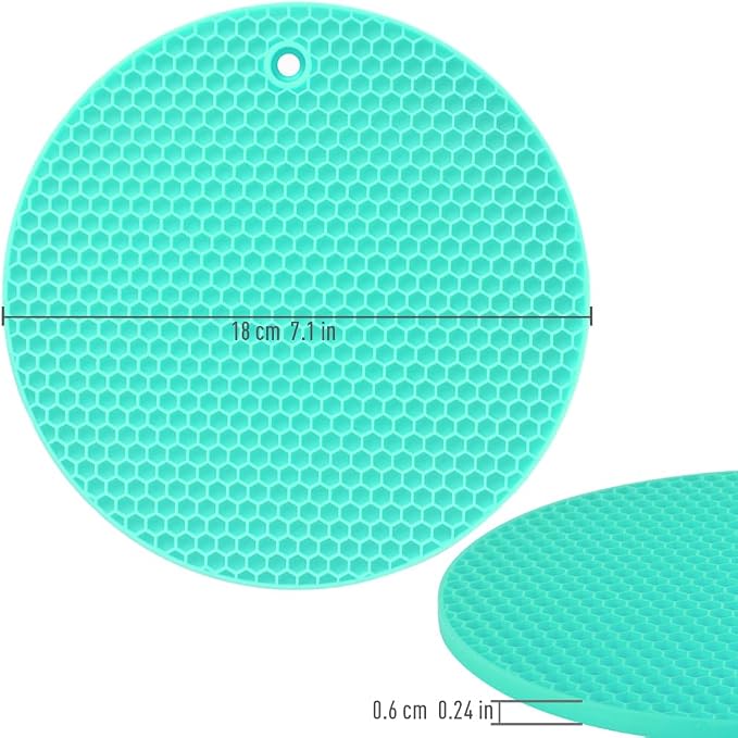 homEdge Silicone Trivets Mat, 6 Packs Multipurpose Non Slip Heat Resistant Pot Holder-Mint Green