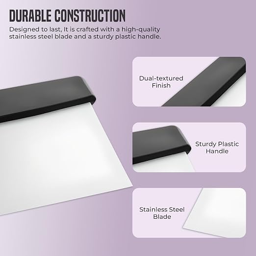 OCS Parts 3-Pack 6" Stainless Steel Dough Cutter and Bench Scraper | Black Handle | Cutter for Pizza Dough, Bread, and Pastry Dough | Multipurpose Kitchen Utensil