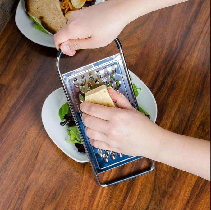 Metal Magery Stainless Steel Extra Course Handheld Non Slip Flat Grater Ideal for Vegetables, Cheese, Eggs