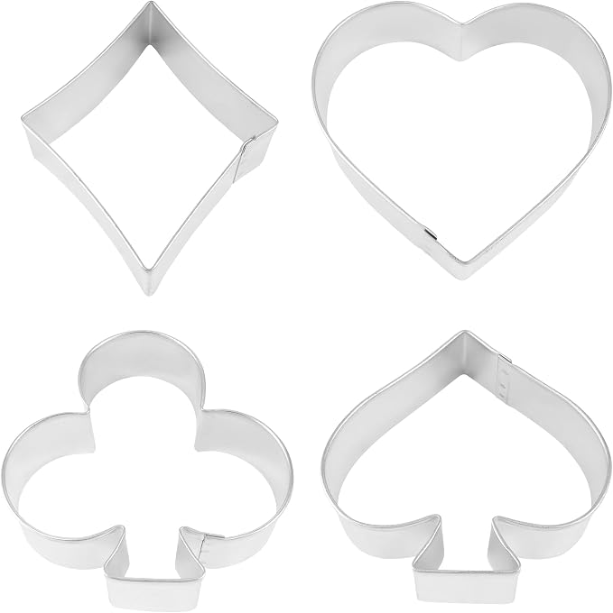 R&M International Casino Playing Card Suits Cookie Cutters, Spade, Heart, Club, Diamond, 4-Piece Set