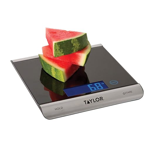 Taylor 3851 High-Capacity Digital Kitchen Scale, 33 lb, Black (Pack of 4)