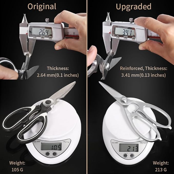 Multi-Purpose Kitchen Scissors, Premium Stainless Steel Solid Kitchen Shears for Can Opener, Walnut Cracker, Heavy Duty Poultry Scissors with Sharp Blade for Cutting Turkey, Chicken, Bones