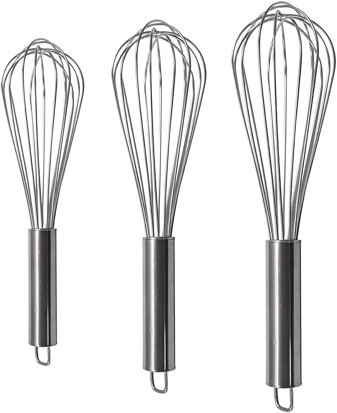 Whisks for Cooking, 3 Pack Stainless Steel Whisk for Blending, Whisking, Beating and Stirring, Enhanced Version Balloon Wire Whisk Set, 8"+10"+12" Wire Whisker, Egg Beater,