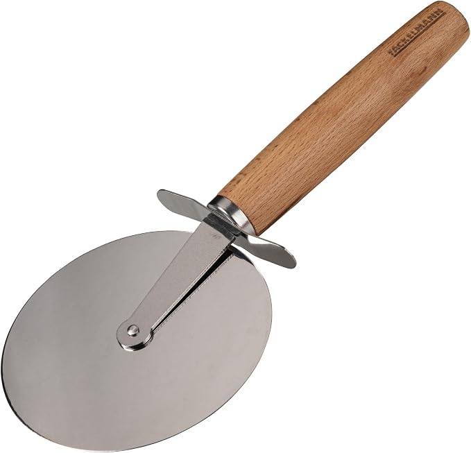 Fackelmann XXL Pizza Cutter for Pizza and Tarte Flambée, Pizza Wheel with Sharp Stainless Steel Blade, Pizza Roller with Ergonomic Beech Wood Handle, Approx. 23 cm