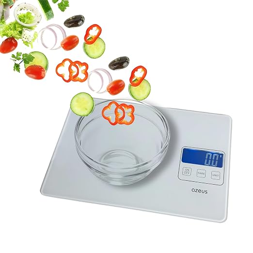 Food Scale with USB Rechargeable, Digital Kitchen Scale with 6 Units, High Precision to 0.04 oz /11lbs Capacity, Weight Range from 3g-5000g