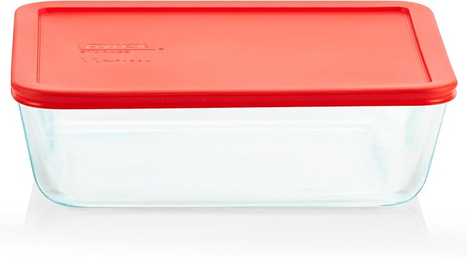 Pyrex Simply Store 11 Cup Glass Food Storage Container, BPA-Free Lid | Meal prep container with BPA-free plastic lid, freezer, dishwasher & microwave safe