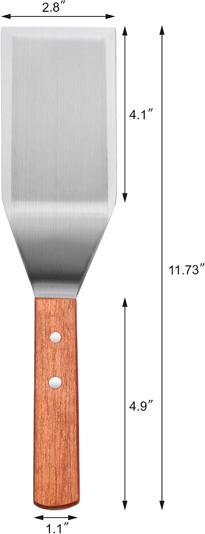 New Star Foodservice 11.5 Inch Heavy Duty Hamburger Turner, Commercial Restaurant Grade Stainless Steel Spatula with Cutting Edge and Wood Handle