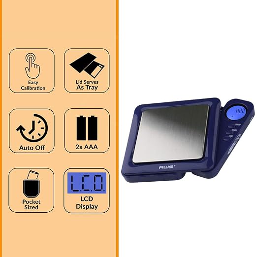 American Weigh Scales Blade Series 650g x 0.1g Digital Pocket Scale 0.1g Accuracy | Precision Mini Scale, Small Digital Gram Scale for Kitchen, Gold, Gems & Coin Scale, Smart Digital & Compact Scale