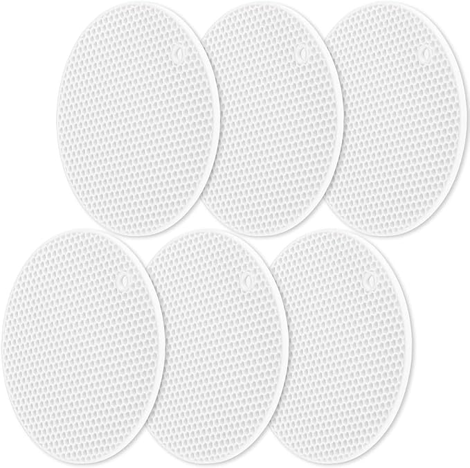 homEdge Silicone Trivets Mat, 6 Packs Multipurpose Non Slip Heat Resistant Pot Holder-White