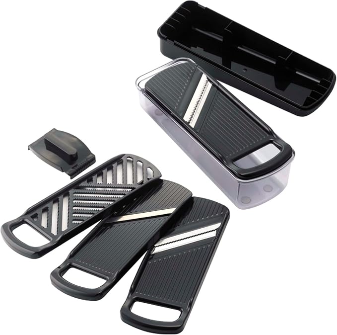Shimomura 43881 Slicer Set, 4 Types of Prep Prepare Set, Made in Japan, Time-saving Cooking, Compact Storage, Slicing, Julienne, Cut, Grater, Safety Holder, Dedicated Case, Vegetable Cooker,