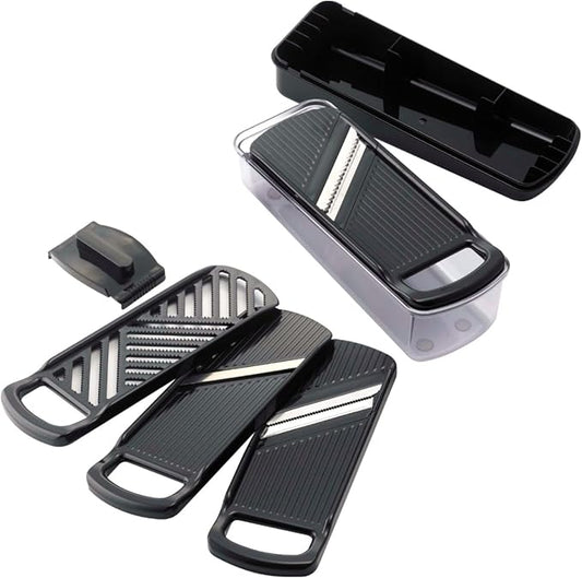 Shimomura 43881 Slicer Set, 4 Types of Prep Prepare Set, Made in Japan, Time-saving Cooking, Compact Storage, Slicing, Julienne, Cut, Grater, Safety Holder, Dedicated Case, Vegetable Cooker,