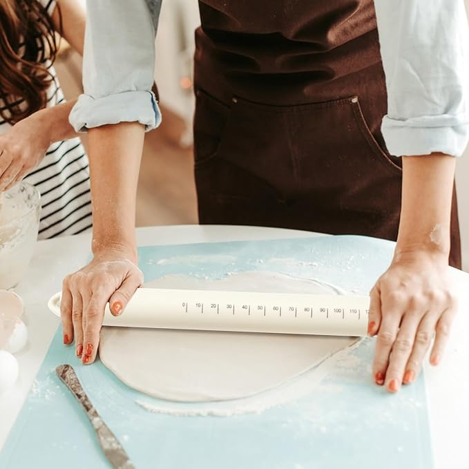 Non Stick Dough Roller Pins for Baking,Silicone Rolling Pin with Steel Core 10.39"/26.4cm (Color A)