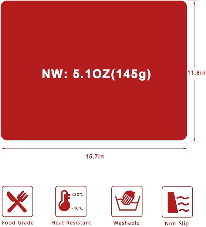 Silicone Placemats, Food-Grade Non-Slip Waterproof, Dining, Countertop Protector, Kitchen Counter Mat, Heat Resistant, Baking mat Dishwasher Safe