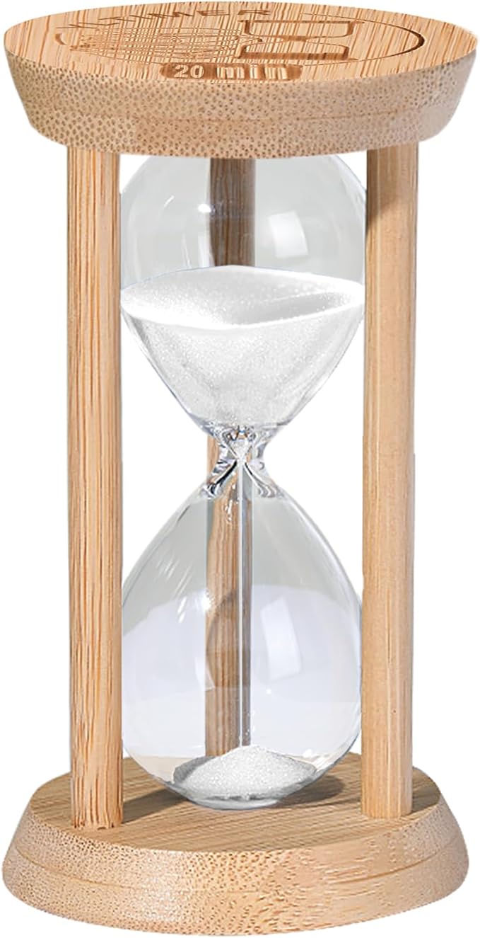 20 Minute Wooden Sand Timers, White Sand Hourglass for Decor, 20 Min Reloj De Arena Sandglass Watch for Kitchen, Office,Classroom (White)