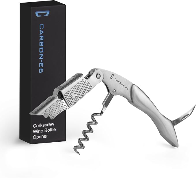[2-Pack] CARBON-E6 Premium-Grade Waiter's Corkscrew Wine Bottle Opener (The ultimate tool for bartenders, servers, sommeliers, connoisseurs, enologists, and all wine enthusiasts)
