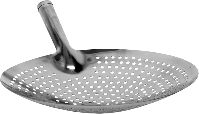 TrueCraftware- 12-inch Oil Skimmer Stainless Steel Hole Size: 6mm- for Cooking and Frying Kitchen Utensils Wire Pasta Strainer Spoon Food Preparation Kitchen Strainer